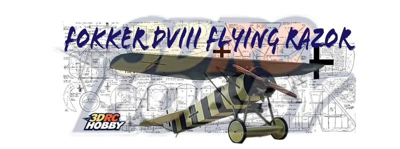WW1 Fokker D-VIII 45" WS RC Airplane Kit Balsa Ply Short Kit & Printed Plans