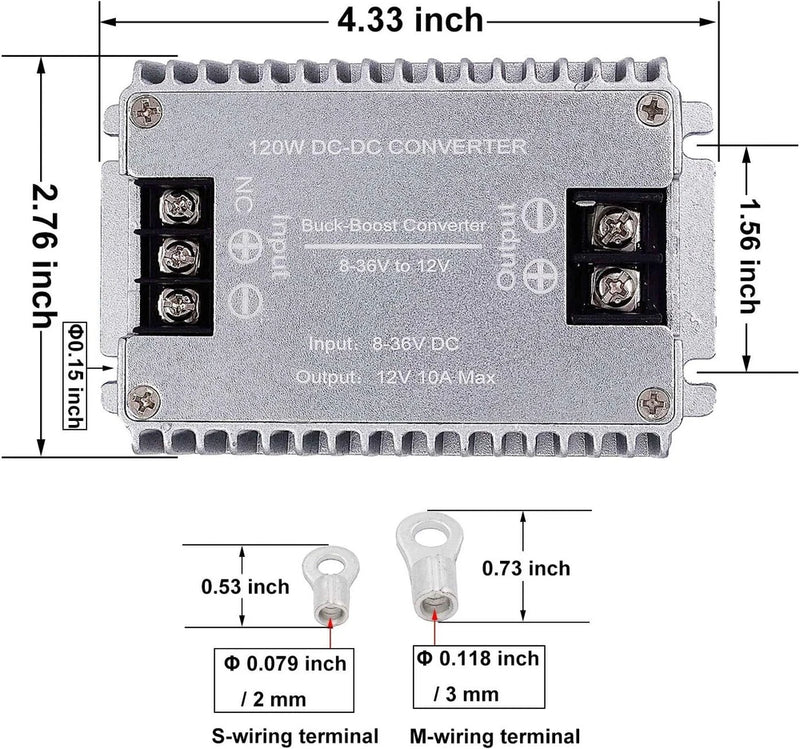 Valefod DC to DC High Efficiency Voltage Converter 8-36V to 12V 10A 120W Buck-B