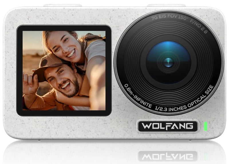 WOLFANG SEEKER ONE Action Camera, 4K 60FPS Dual Screen Colour Display, Waterproo