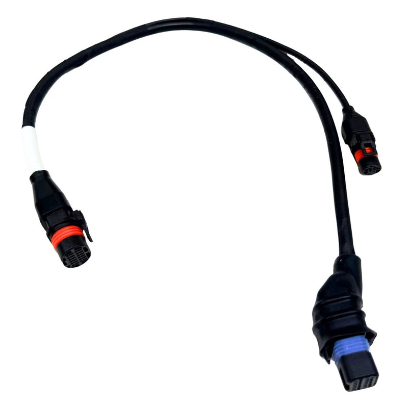 Black rear connecting cable with three-pin connectors and red lock ring
