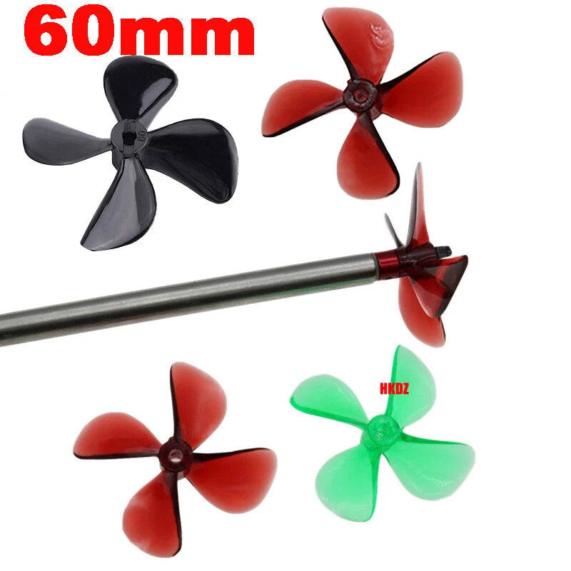PC Resin 60mm 4-Blades Plastic Propeller Props 4mm Shaft for RC Boats Drone DIY