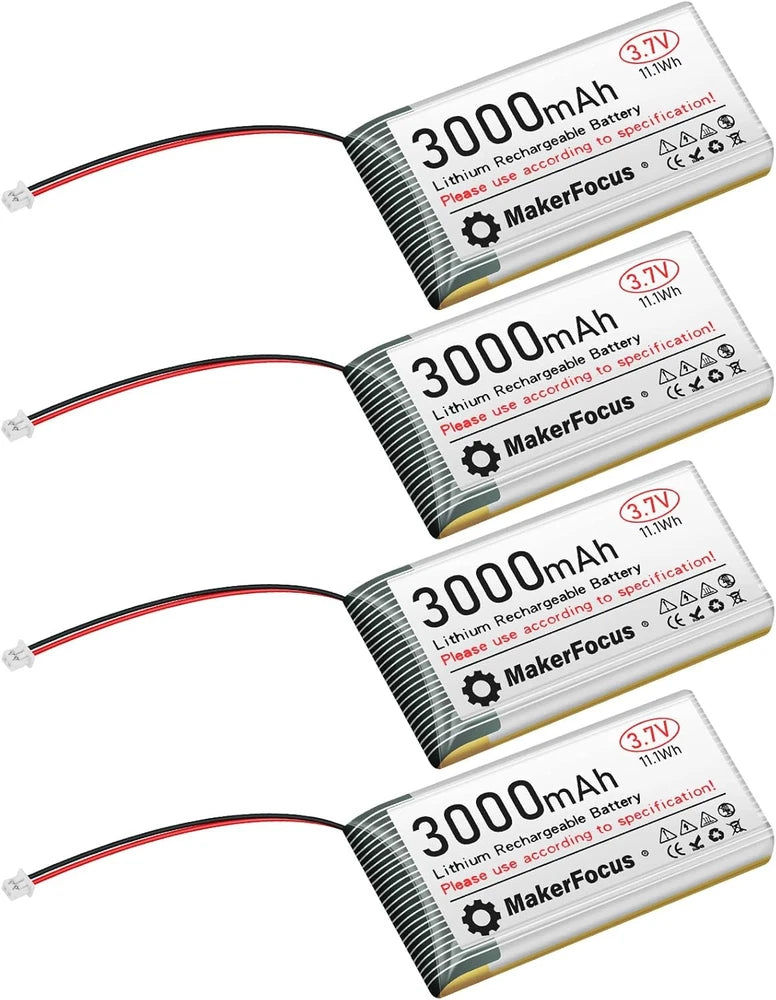 4pcs 3.7V 3000mAh Lithium Polymer Rechargeable Battery 1S LiPo Battery Battery