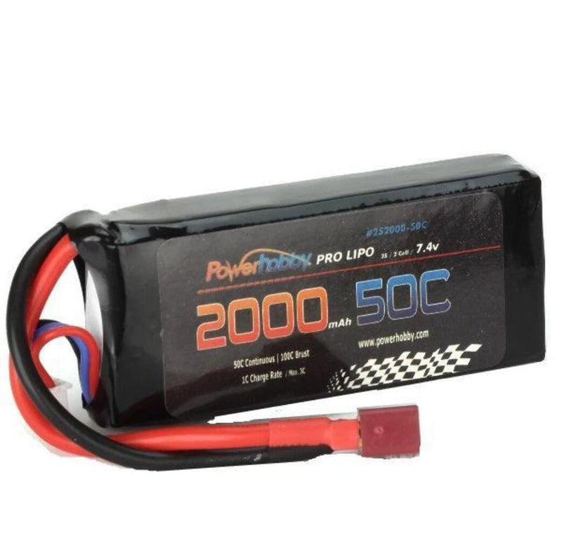 2S 7.4V 2000mAh 50C Deans Lipo Battery Powerhobby PHB2S200050CDNS Battery