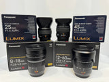 Panasonic Leica DG Lens Collection: 8¨C18mm, 12¨C60mm, 25mm, 45mm Macro, EUC Boxed