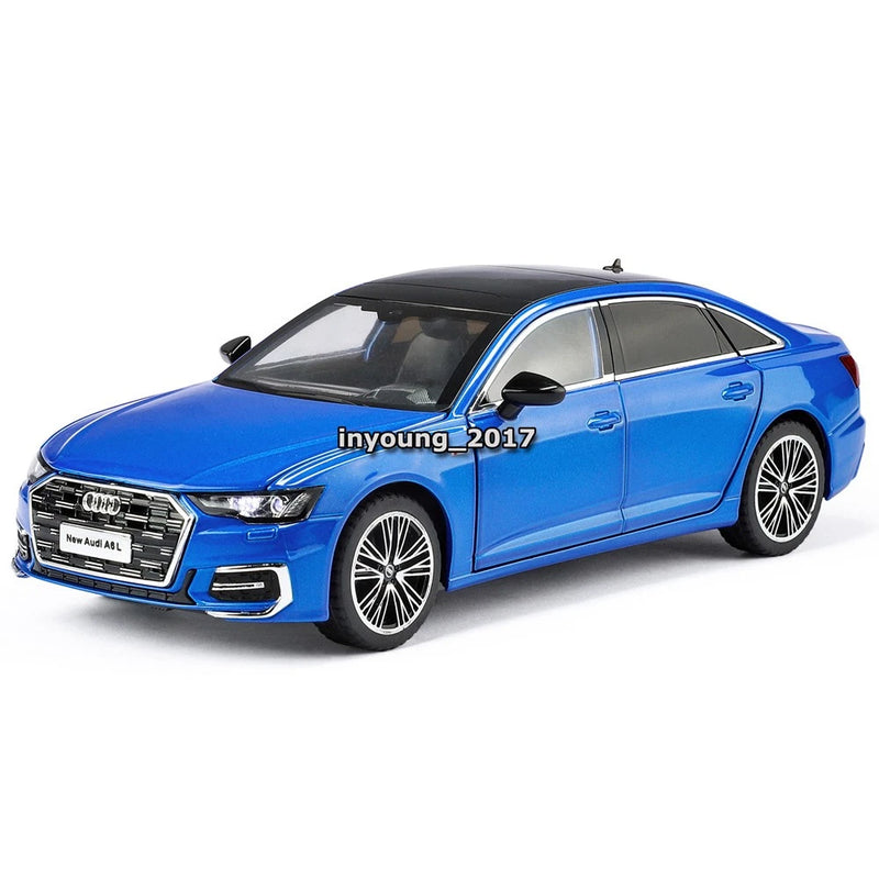 1/24 Audi A6L Toy Car Model Diecast Toy Vehicle Doors Open Light Sound Blue