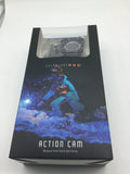 Waterproof action camera retail box with adventure-themed graphic