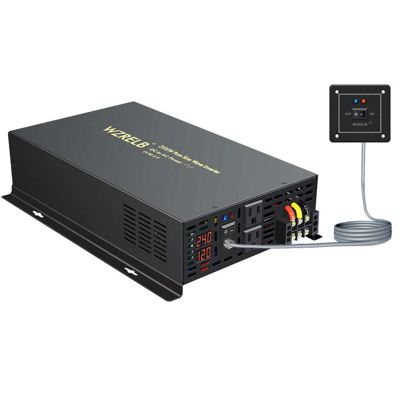 Pure Sine Wave Inverter 12V 24V to 120V Power Converter 2500W Car Remote Switch