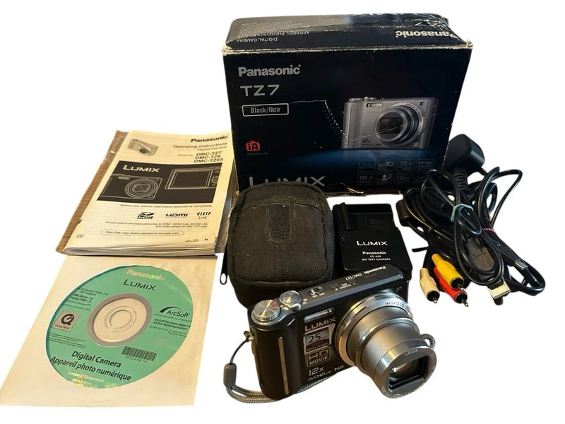 Panasonic Lumix DMC-TZ7 10.1MP Digital Camera Tested Charger Battery Box Etc