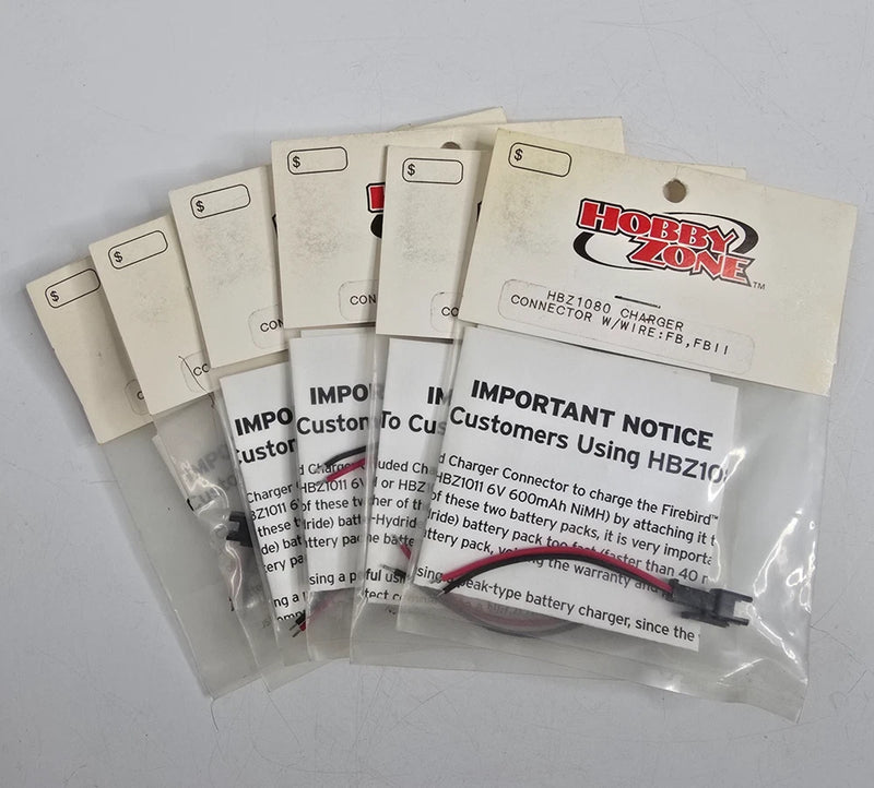 6 Hobby Zone Firebird Parts Lot Charger Connector W/Wire FB, FBII NOS HBZ1080