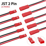 (5 paires) Connecteur JST 2 Broches M?le Et Femelle Plug avec cable 10cm lot