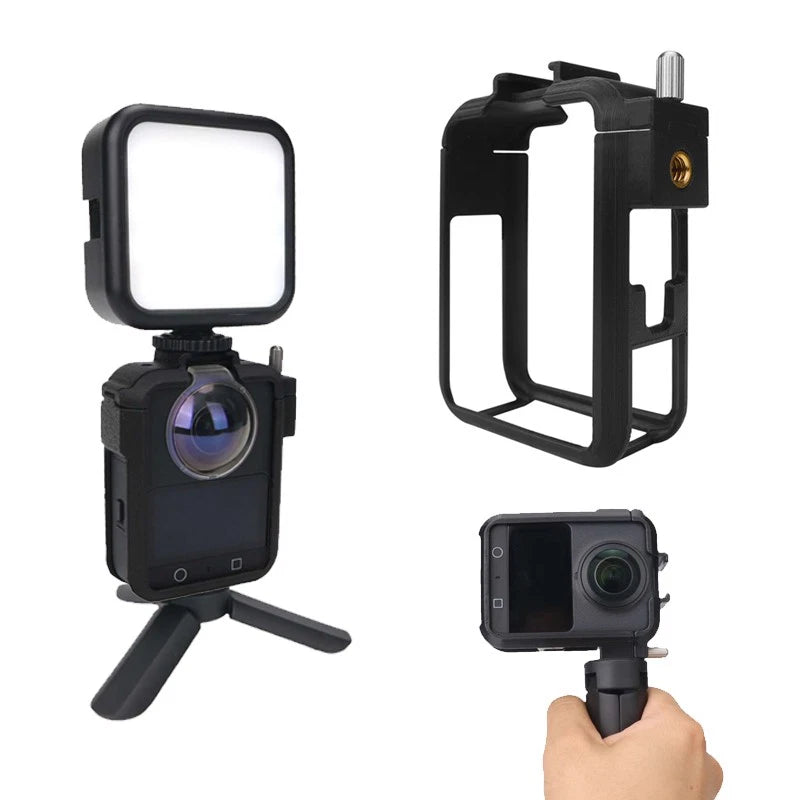 DJI Osmo 360 protective camera case cover with black cage and 1/4" adapter