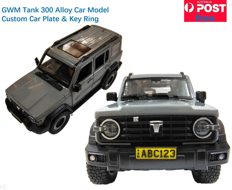 GWM Tank 300 Grey Model Car Diecast Vehicle + Custom Number Plate + Keying Rego