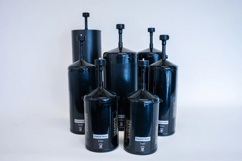 Set of dark cylindrical fiber cartridges with capped tops