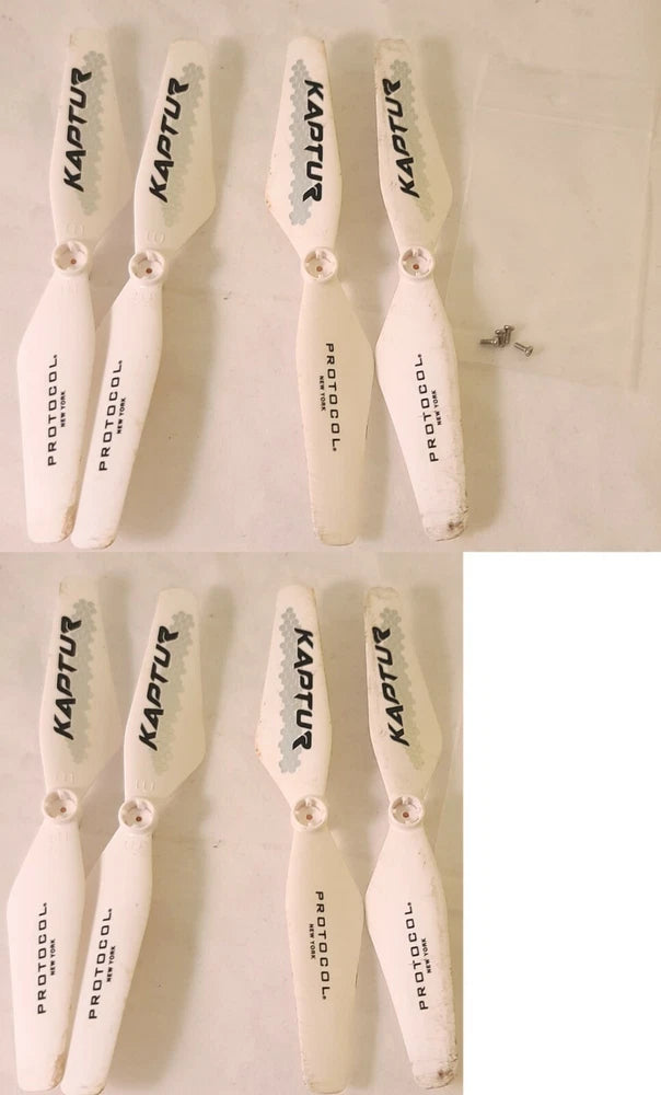 Drone propeller blades set: 8 white blades with KAPTUR branding and mounting holes