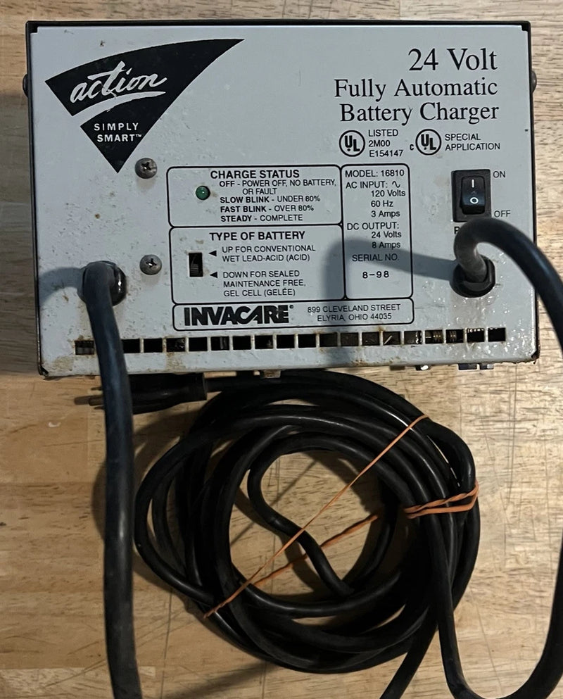 Invacare 24V Fully Automatic Lead Acid Wheelchair Battery Charger Model 16810 Battery