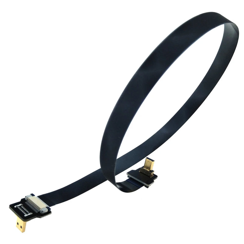 Micro HDMI Flex Cable 4K Video Drone FPV Camcorder Angled Male Connector 40cm