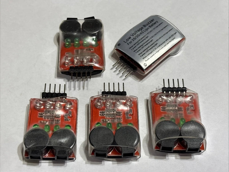 5X 2S-4S Cell Lipo Battery Dual Speaker Low Voltage Alarm Buzzer LED 7.4V-14.8V-