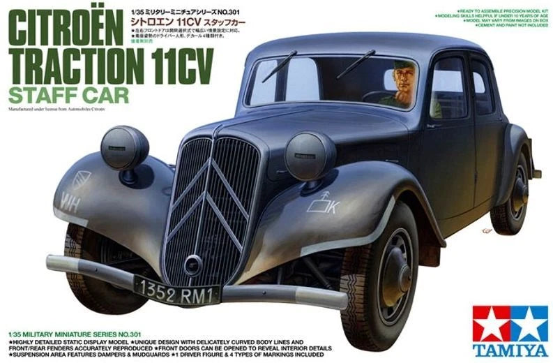 Tamiya 35301 1/35 Scale Military Model Kit Citroen Traction Avant 11CV Staff Car