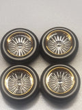 1/24-1/25 scale model car  GOLD  & Chrome Dayton  wire  rims & white wall tires