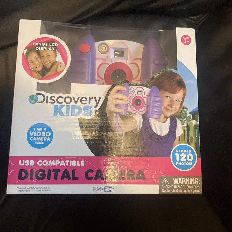 Kids' pink digital camera gift box with large LCD display and 120 photo storage