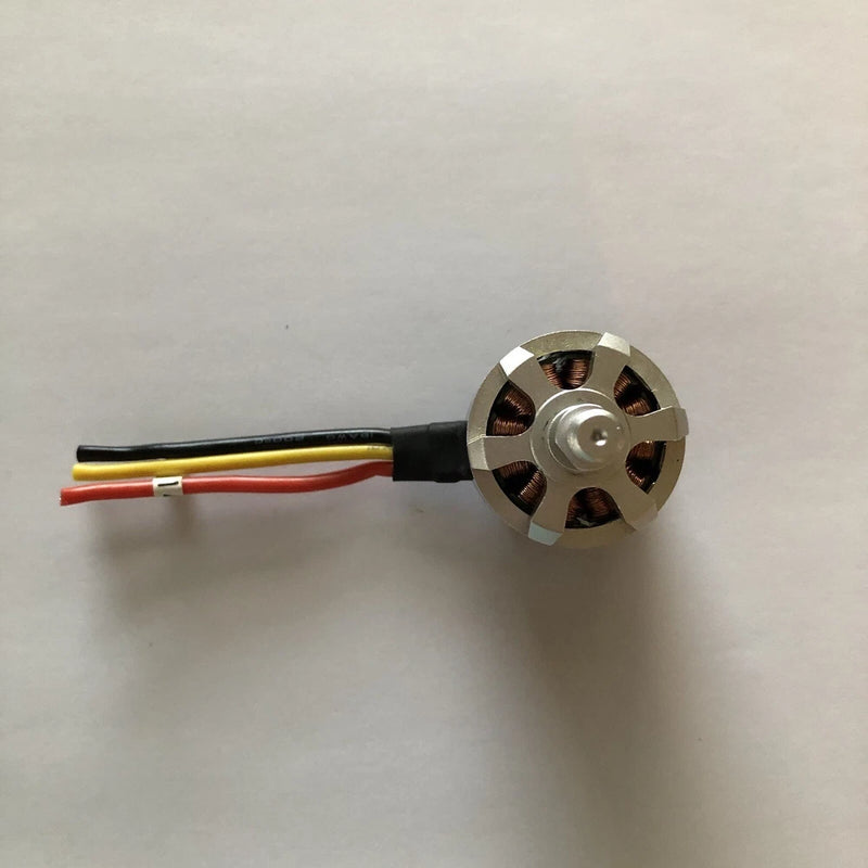 Silver drone motor replacement with propeller hub and wire leads