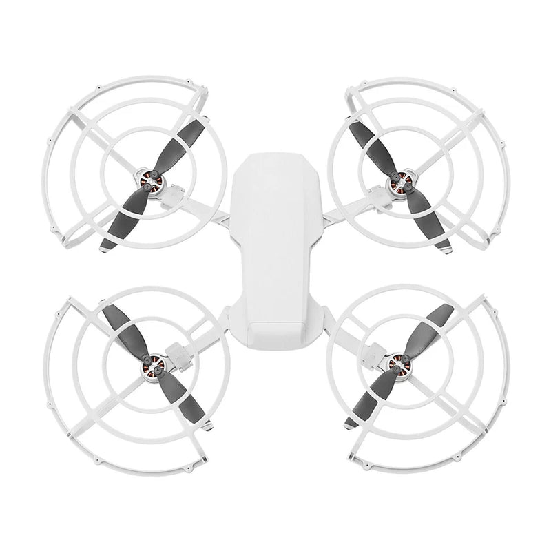 4-pack propeller guards for drones, four white ring guards with black blades