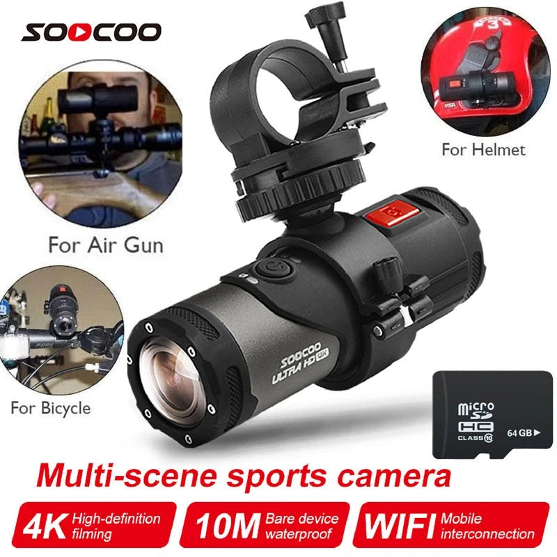 64GB 4K WIFI Sports Action Camera Helmet Motorcycle Camcorder Waterproof For Gun