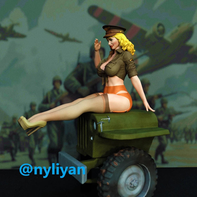 1/18 Miniatures Sitting Soldiers Beauty Girl Scene Props Figures Model For Cars