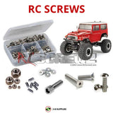 Stainless RC screw kit with bolts, nuts, washers, and hex hardware in clear case