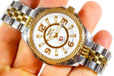 INVICTA men's two-tone wristwatch with gold bezel and white dial, metal link band
