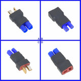 EC2 to Deans T-plug battery adapter, black housing with blue connector and metal contacts