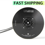 T-Motor U8II KV85 brushless drone motor, black circular can with mounting holes and wires