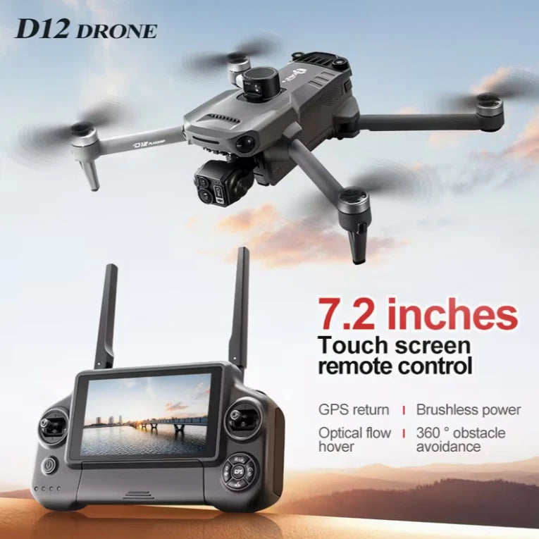Foldable quadcopter drone with remote controller and touchscreen display