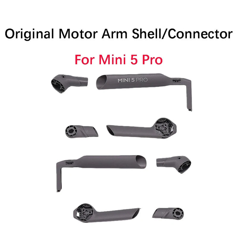 Motor arm shell/connector set for DJI Mini 5 Pro, gray plastic with motor mount openings