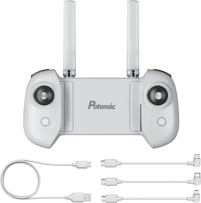 Potensic drone controller transmitter with two antennae and three cable leads