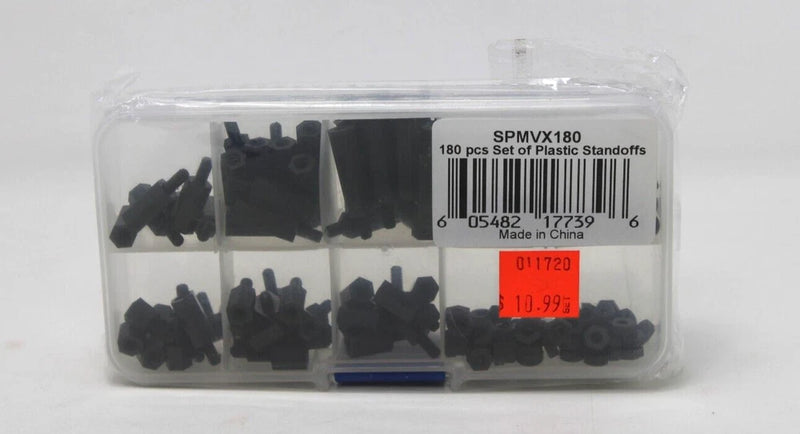 Spektrum nylon standoff hardware set, 180 plastic standoffs in clear bag