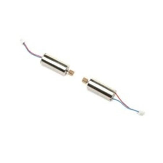 Cylindrical electric motor with pinion gear and two wire leads