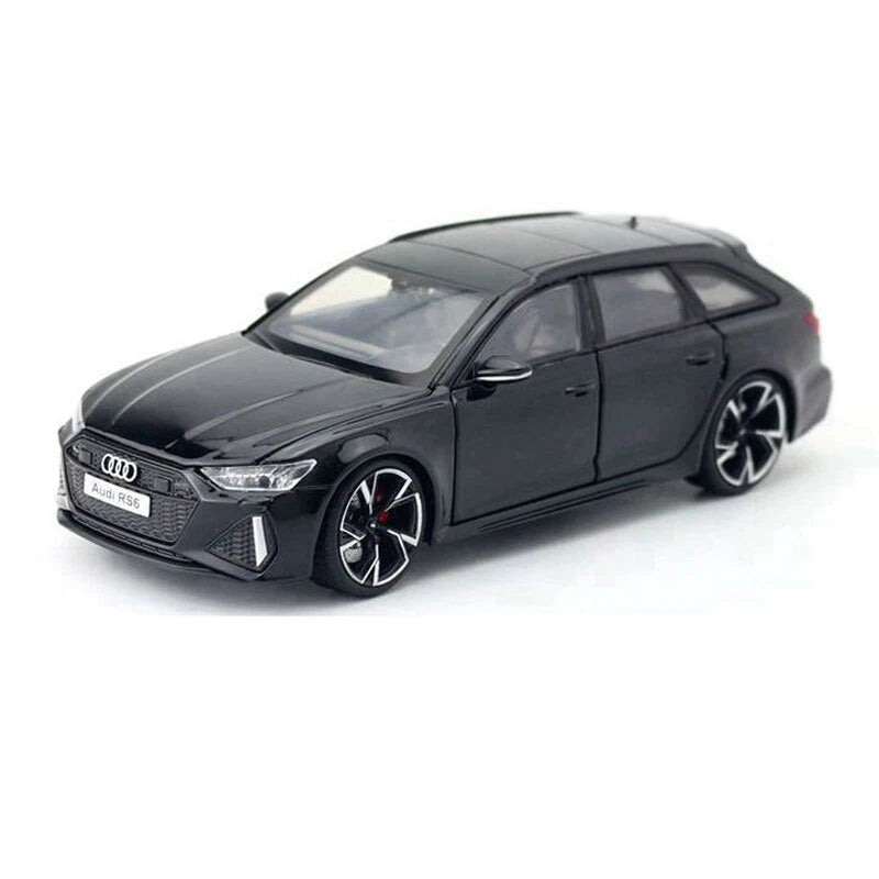 1:32 Audi RS6 Model Car Metal Diecast Toy Vehicle Doors Open with Light Black