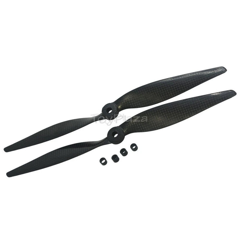 Carbon fiber RC drone propeller set, two-blade dark blades with hub and mounting screws