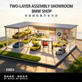 US Diorama 1/64 Diecast Car Garage Showroom Model LED Street Building Scene Gift