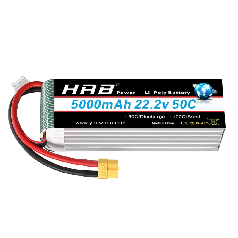 HRB 6S 5000mAh Lipo Battery XT60 50C-100C 22.2V RC Lipo Battery Soft Case Com...