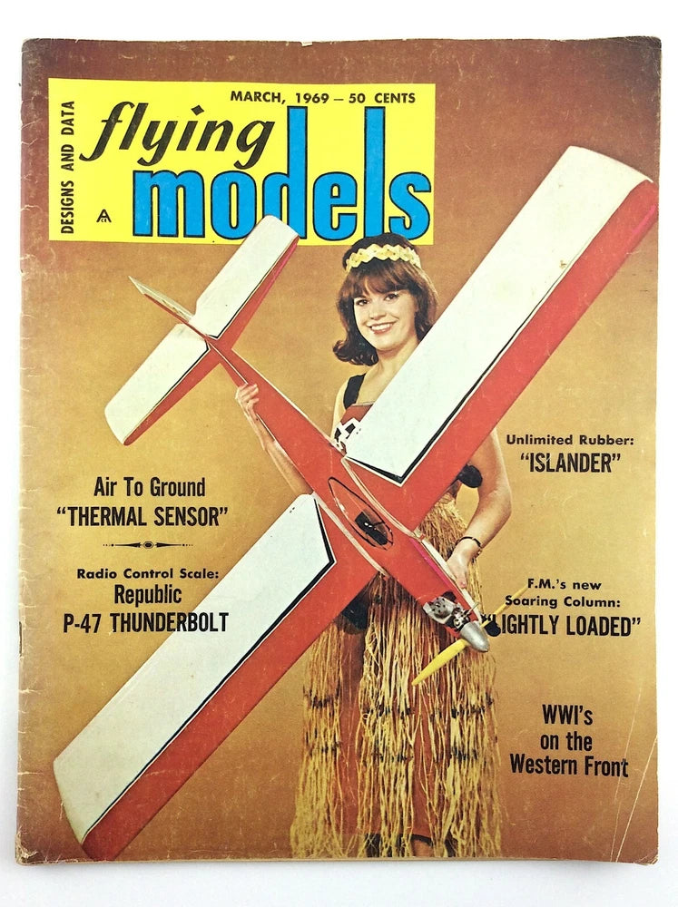 Flying Models March 1969 vintage hobby airplane builder magazine with plane cover art