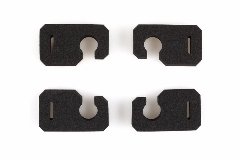 Set of 4 black folding prop holder inserts with circular cutouts and slits