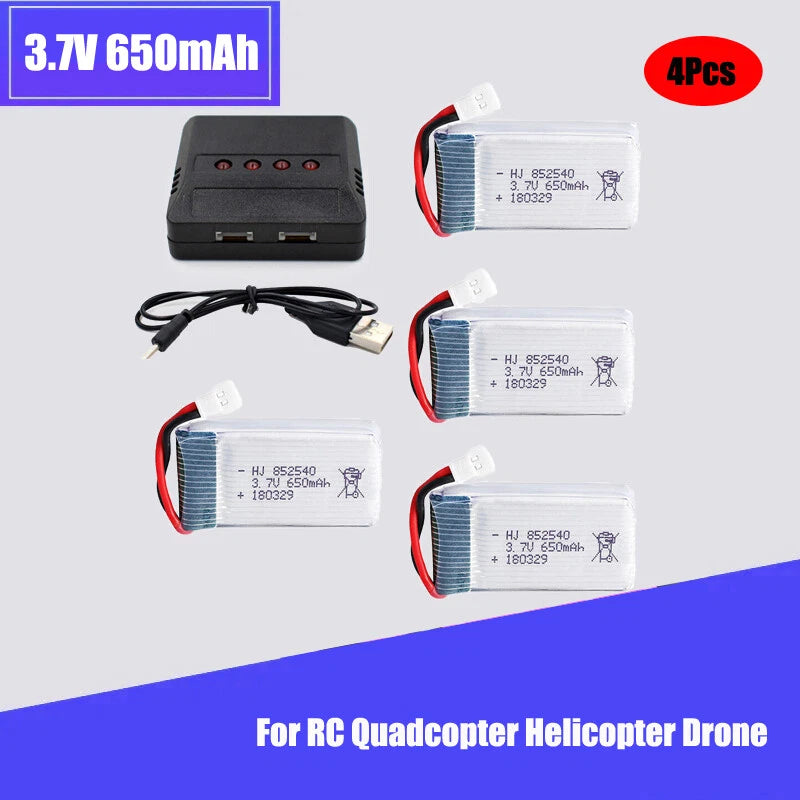 3.7V 25C 650mAh Lipo Battery +Charger For Syma X5C X5SC X5SW RC Drone Quadcopter