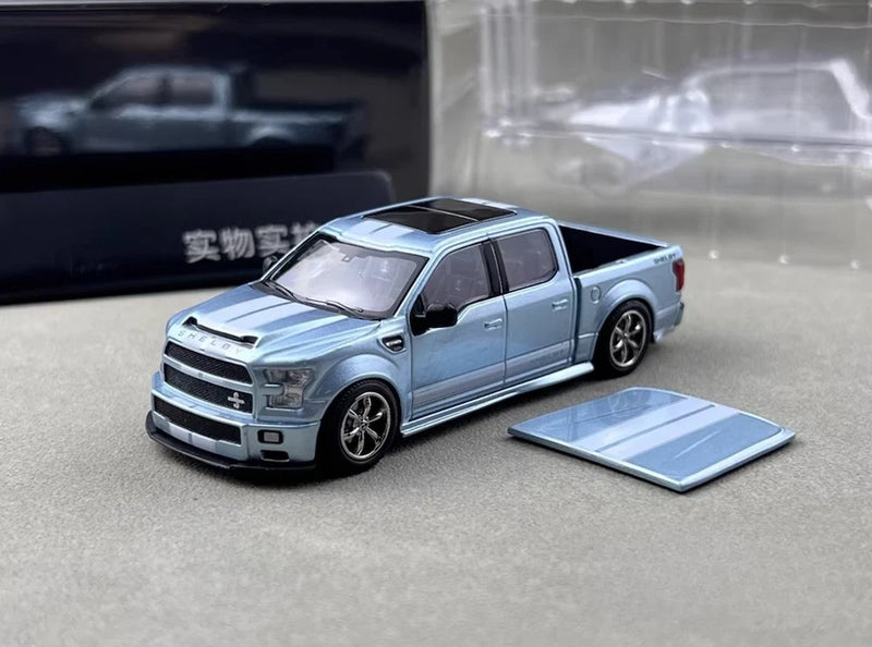 ED Funny 1:64 Ice Blue F150 Shelby Pickup Sport Truck Model Diecast Collect Car