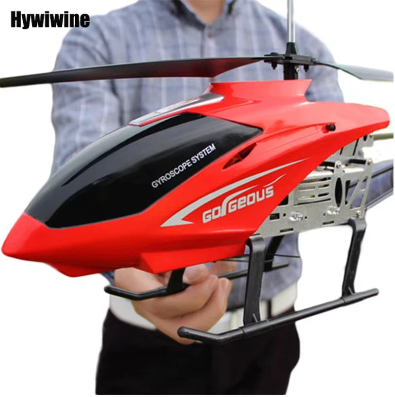 Red and black RC helicopter toy with remote control