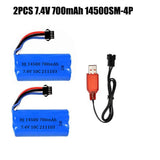 2x 7.4V 700mAh SM-4P Li-ion Rechargeable Battery for RC Car Drift Monster Truck