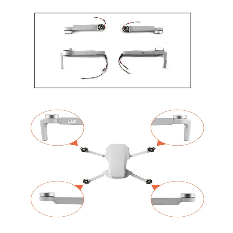 DJI Mavic Mini 2 motor arm set (front/rear/left/right) with wired motors