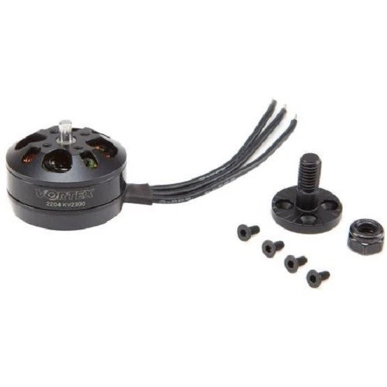 Brushless drone motors set with black motor housing, three-wire leads, and mounting screws