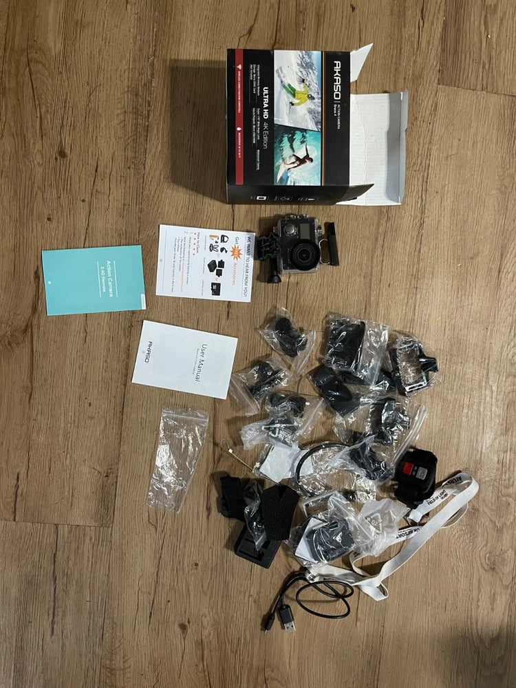 used AKASO Brave 4 4K 20MP Underwater WiFi Action Camera with Accessories